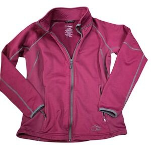 LLBean Women's Fleece Jacket Burgundy Size Medium Full Zip Outdoor Activewear